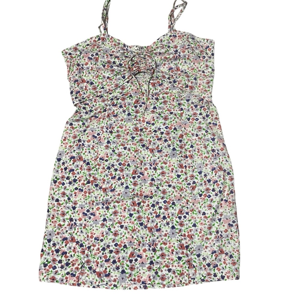 Derek Heart Large Floral Mini Dress with spaghetti straps and keyhole opening